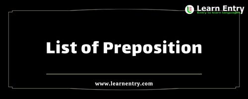 List of Prepositions in English