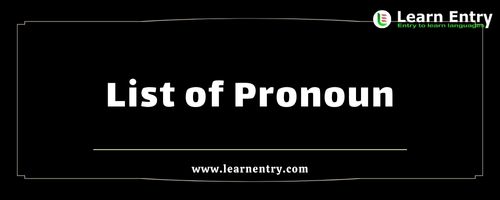 List of Pronouns in English
