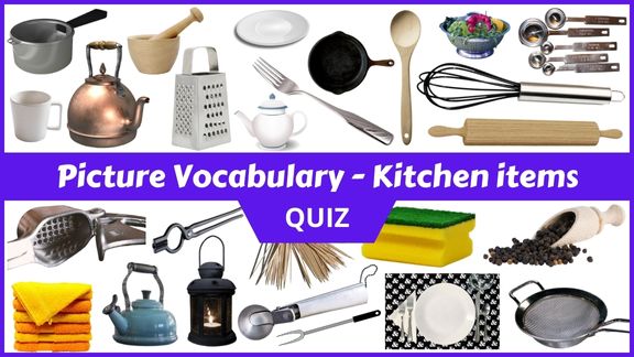 Play Kitchen utensils Picture vocabulary