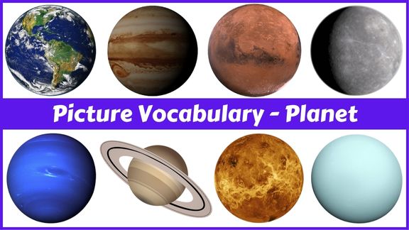 8 Planet names with pictures in English