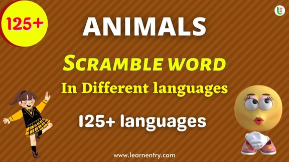 Animals word scramble in different Languages