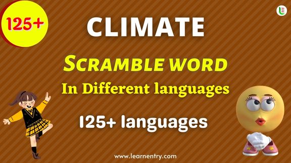 Climate word scramble in different Languages