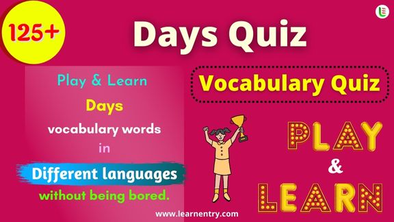 Days quiz in different Languages