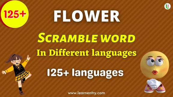 Flower word scramble in different Languages