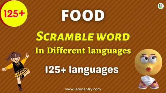 Food word scramble in different Languages