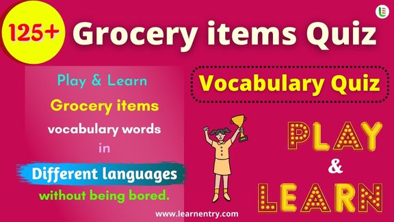 Grocery items quiz in different Languages