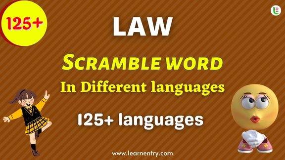 Law word scramble in different Languages