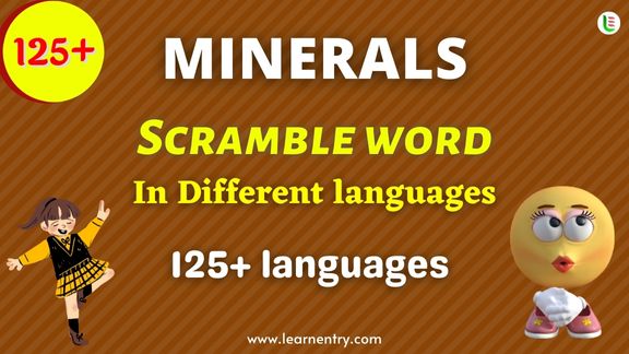 Minerals word scramble in different Languages