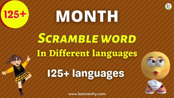 Month word scramble in different Languages