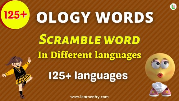 Ology words word scramble in different Languages