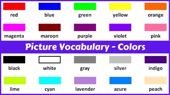 70 Color names with pictures in English
