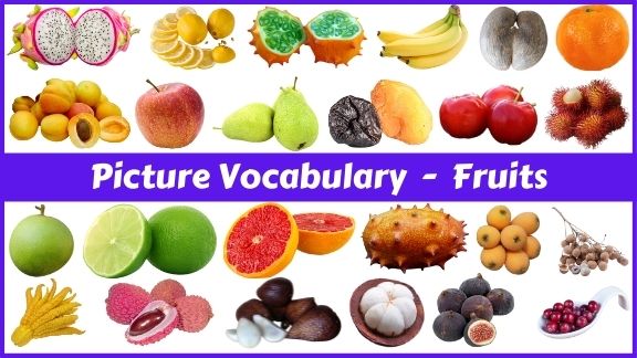 100 Fruits names with pictures in English