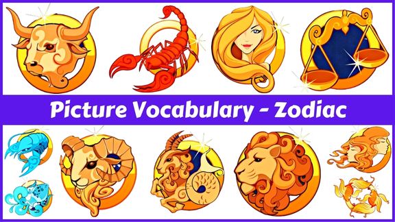 12 Zodiac names with pictures in English