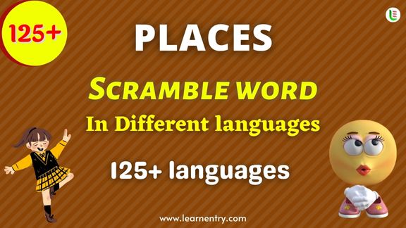 Places word scramble in different Languages