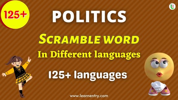 Politics word scramble in different Languages