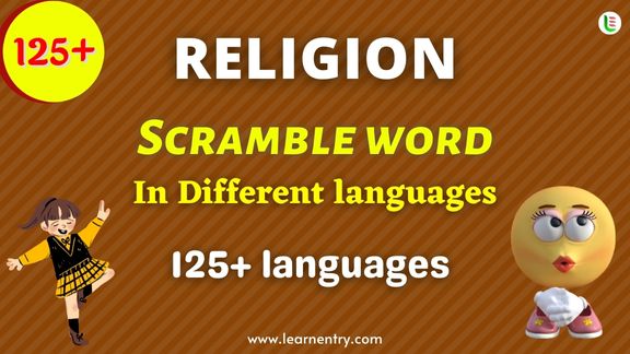 Religion word scramble in different Languages