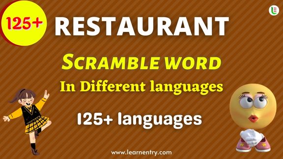 Restaurant word scramble in different Languages