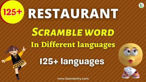 Restaurant word scramble in different Languages