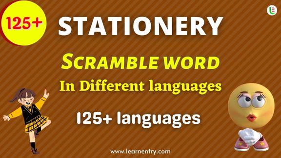 Stationery word scramble in different Languages