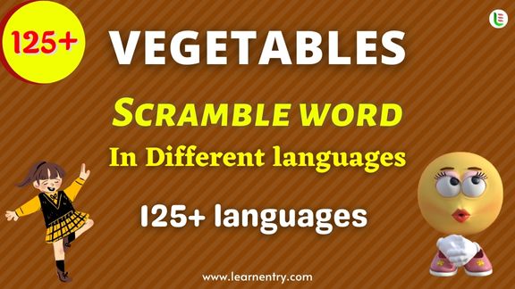 Vegetables word scramble in different Languages