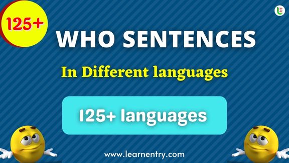 Who Sentence quiz in different Languages