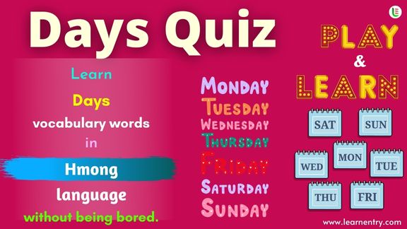 Days quiz in Hmong