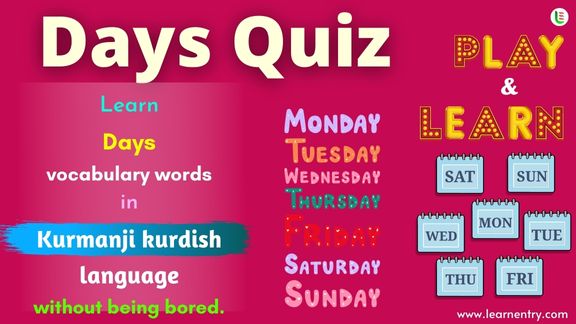 Days quiz in Kurmanji kurdish