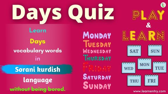 Days quiz in Sorani kurdish