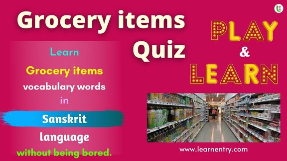 Grocery items quiz in Sanskrit