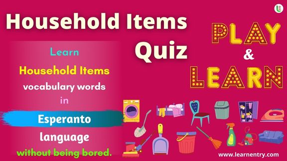 Household items quiz in Esperanto