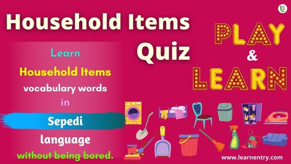 Household items quiz in Sepedi