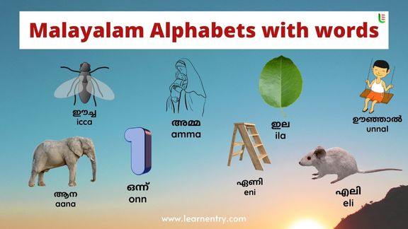 Malayalam Alphabet with words