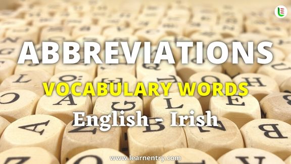 Abbreviation vocabulary words in Irish and English