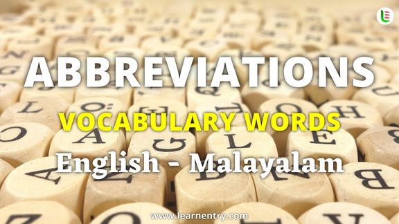 Abbreviation vocabulary words in Malayalam and English