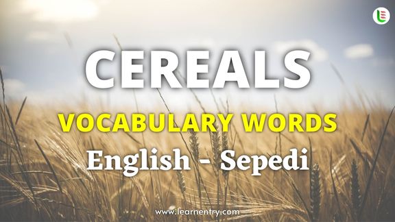 Cereals names in Sepedi and English