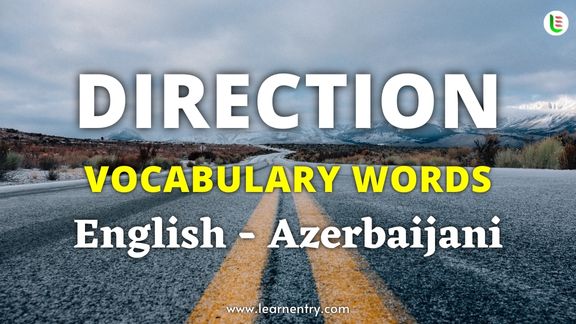 Direction vocabulary words in Azerbaijani and English