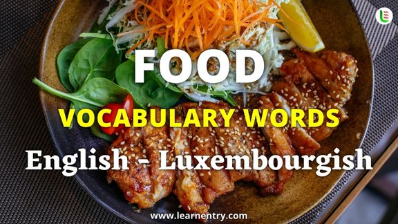 Food vocabulary words in Luxembourgish and English