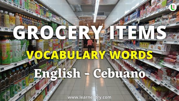 Grocery items vocabulary words in Cebuano and English
