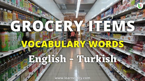 Grocery items vocabulary words in Turkish and English