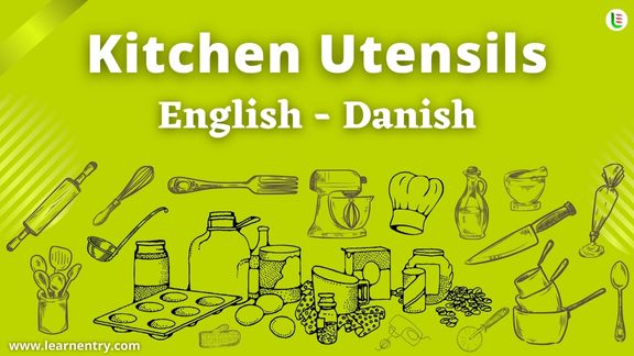 Kitchen utensils names in Danish and English