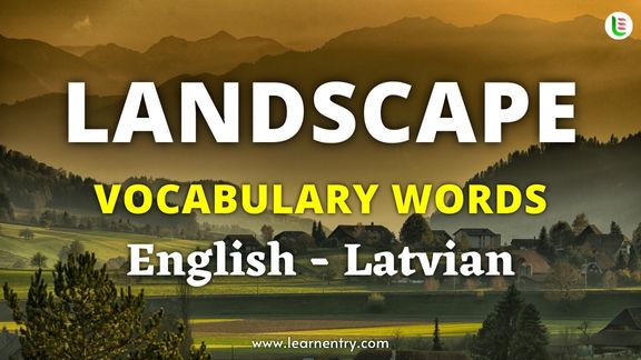 Landscape vocabulary words in Latvian and English