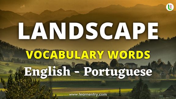Landscape vocabulary words in Portuguese and English