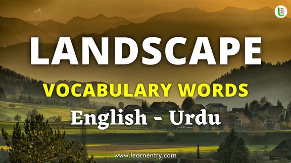 Landscape vocabulary words in Urdu and English