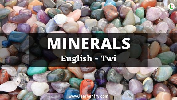 Minerals vocabulary words in Twi and English