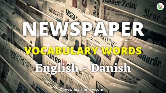 Newspaper vocabulary words in Danish and English