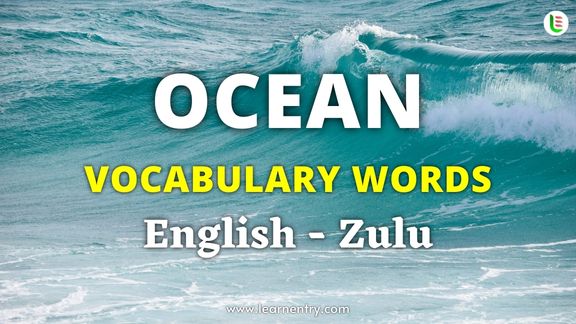 Ocean vocabulary words in Zulu and English