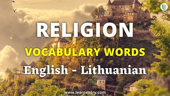 Religion vocabulary words in Lithuanian and English