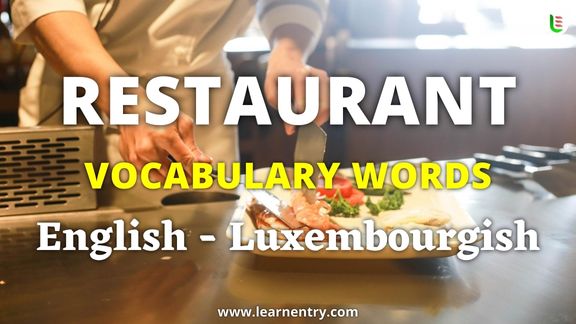 Restaurant vocabulary words in Luxembourgish and English