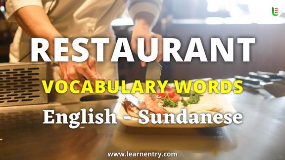 Restaurant vocabulary words in Sundanese and English