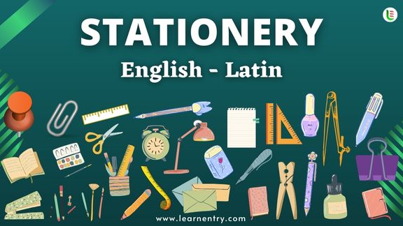 Stationery items names in Latin and English